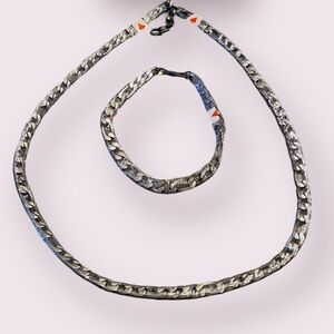 INOX Stainless Steel Black IP Diamond Cut Figaro Chain men’s Necklace & bracelet